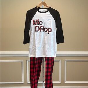 Adult Unisex KAANS Mic Drop Holiday Buffalo Red and Black Plaid Pajamas Size M